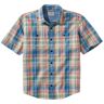 Men's Rugged Linen Blend Shirt, Short-Sleeve, Plaid, Traditional Untucked Fit Mineral Red Large, Tencel Cotton Blend L.L.Bean