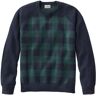 Men's Wicked Soft Cotton/Cashmere Sweater, Crewneck, Pattern Black Forest Green Buffalo Check Large, Cotton Blend L.L.Bean