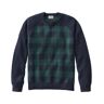 Men's Wicked Soft Cotton/Cashmere Sweater, Crewneck, Pattern Black Forest Green Buffalo Check Large, Cotton Blend L.L.Bean