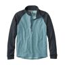 Men's Adventure Grid Fleece, Quarter-Zip Colorblock Carbon Navy/Blue Quartz Small, Synthetic Polyester Blend L.L.Bean