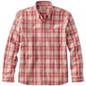 Men's Comfort Stretch Chambray Shirt, Long-Sleeve, Slightly Fitted Untucked Fit, Plaid Vintage Red Small, Cotton Blend L.L.Bean