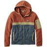 Men's L.L.Bean Sweater Fleece Sherpa Hybrid, Full-Zip Hoodie Warm Umber/Rangeley Blue Small, Synthetic Fleece