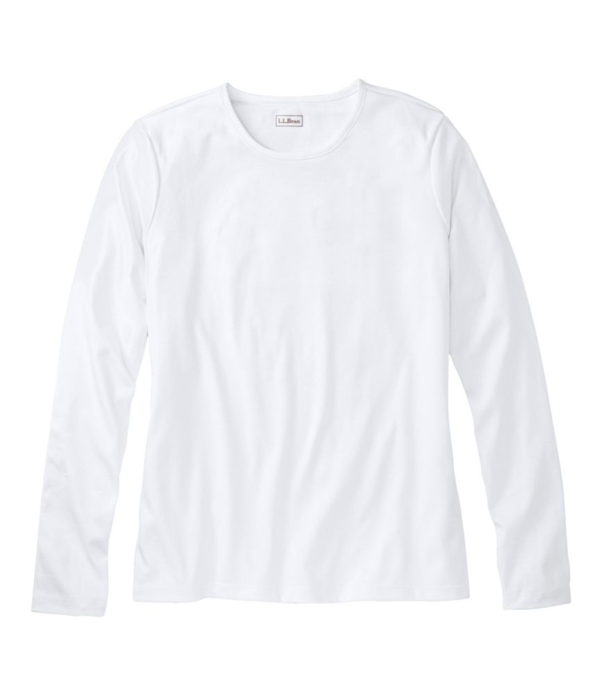 Women's Pima Cotton Tee, Long-Sleeve Crewneck White 2X L.L.Bean