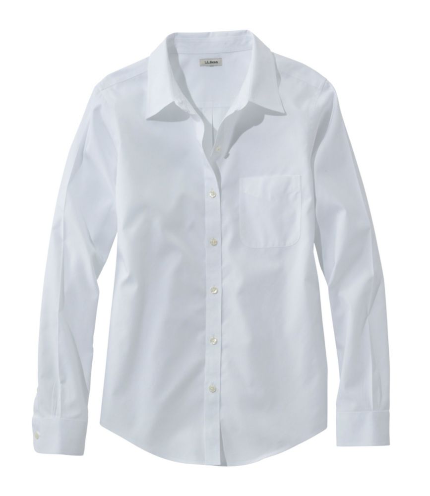 Women's Wrinkle-Free Pinpoint Oxford Shirt, Long-Sleeve Relaxed Fit White Extra Small, Cotton L.L.Bean