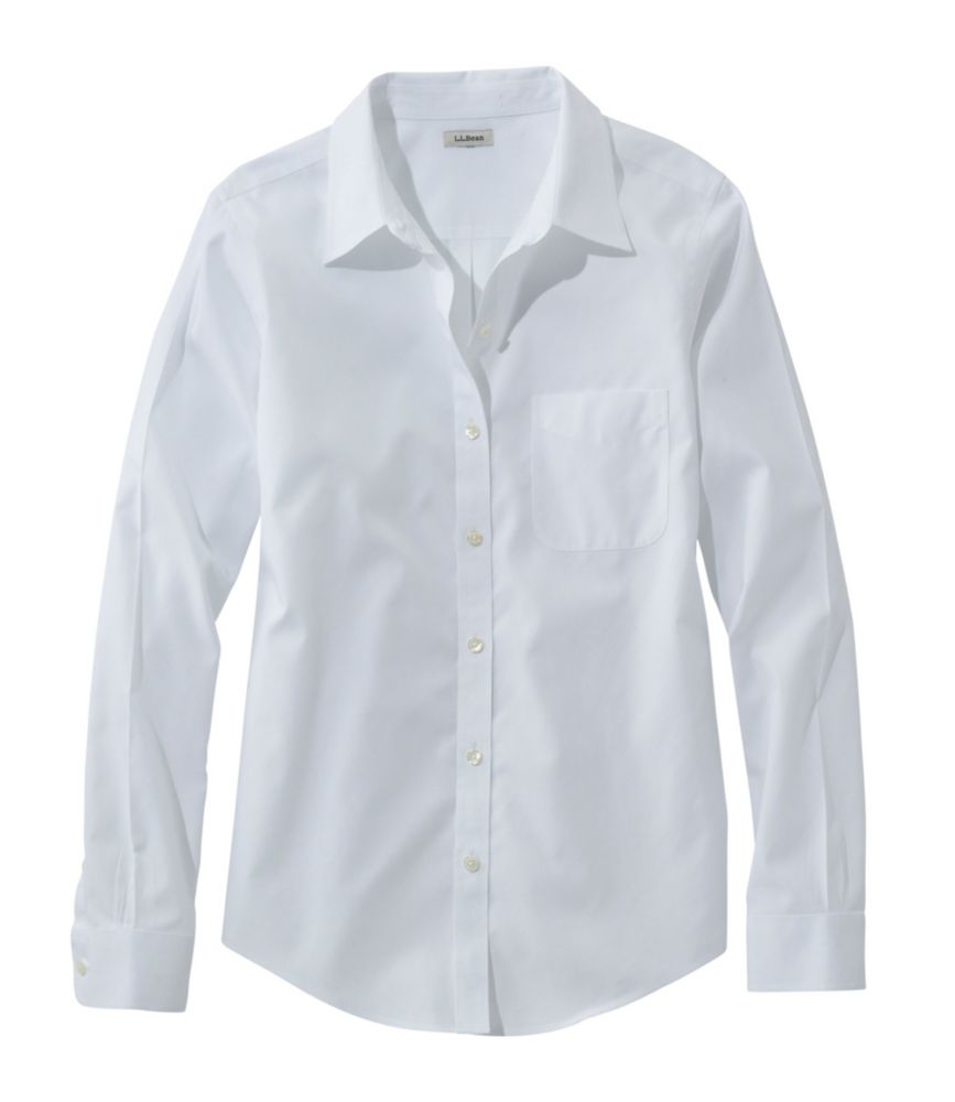 Women's Wrinkle-Free Pinpoint Oxford Shirt, Long-Sleeve Relaxed Fit White Small, Cotton L.L.Bean