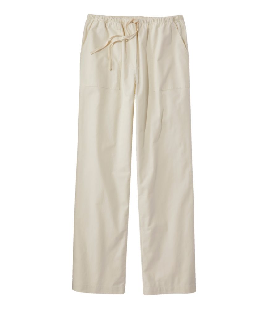 Women's Sunwashed Canvas Pants, High-Rise Straight-Leg Antique White Large, Cotton L.L.Bean