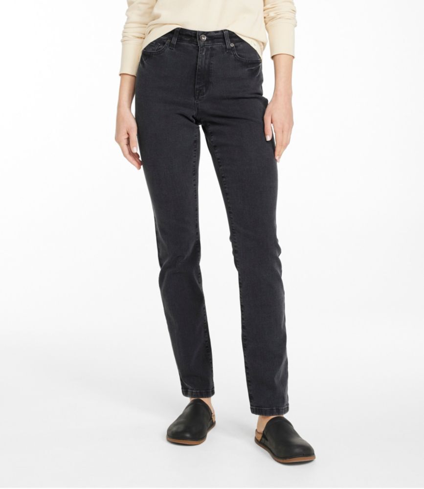 Women's True Shape Jeans, High-Rise Slim-Leg Faded Black 10, Denim L.L.Bean