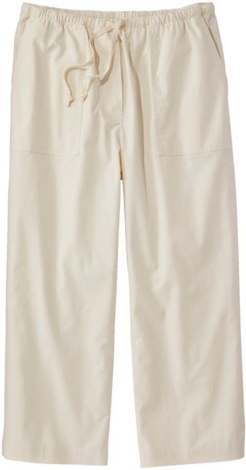 Women's Sunwashed Canvas Pants, Straight-Leg Crop Antique White L Petite, Cotton L.L.Bean