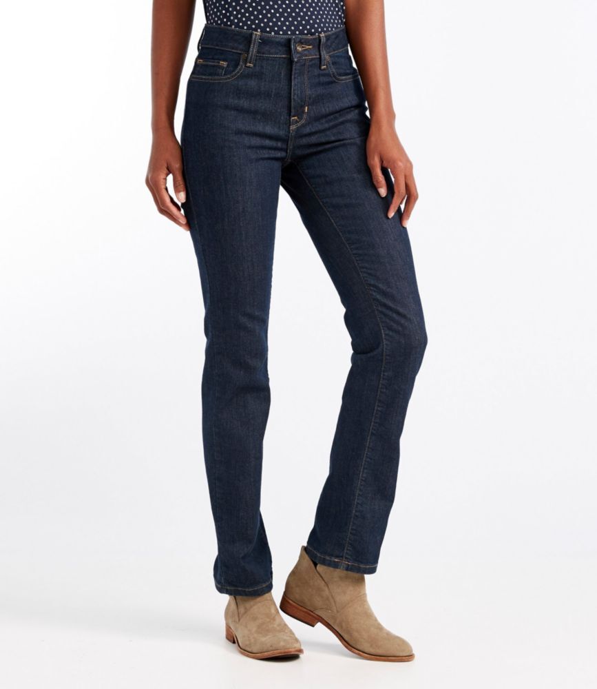 Women's True Shape Jeans, High-Rise Straight-Leg Rinsed 6, Denim L.L.Bean