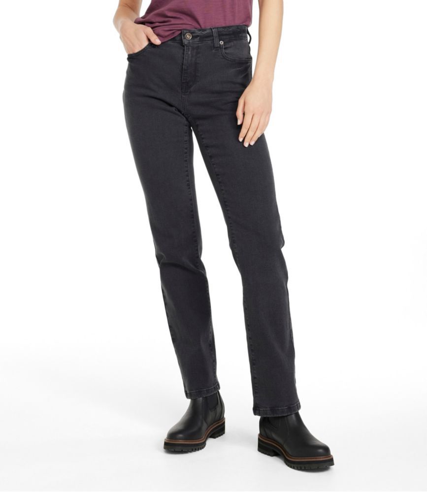 Women's True Shape Jeans, High-Rise Straight-Leg Faded Black 8, Denim L.L.Bean