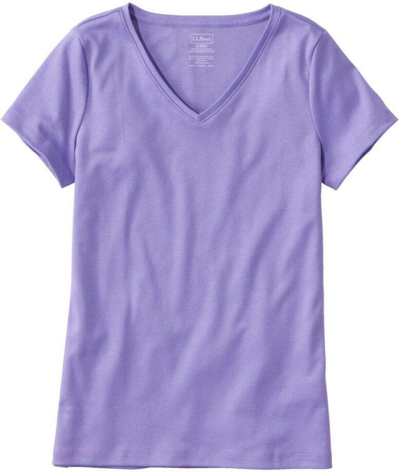 Women's Pima Cotton Shaped V-Neck, Short-Sleeve Dusty Purple Extra Small L.L.Bean