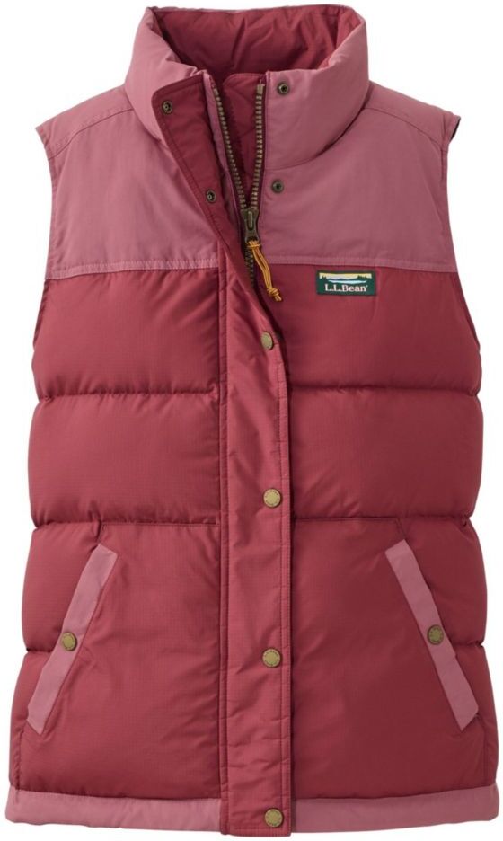 Women's Mountain Classic Down Vest, Colorblock Burgundy/Light Rosewood 3X, Synthetic/Nylon L.L.Bean