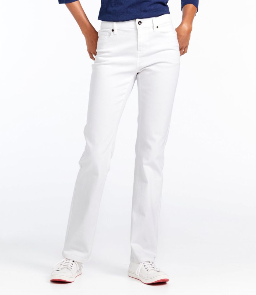 Women's True Shape Jeans, High-Rise Straight-Leg Colors White 8, Denim L.L.Bean