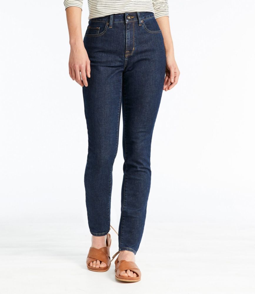 Women's True Shape Jeans, High-Rise Skinny-Leg Rinsed 12, Denim L.L.Bean