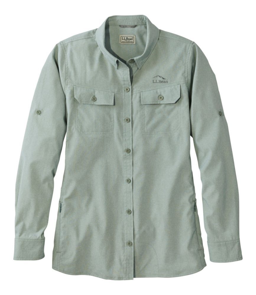 Women's Insect-Repellent Shirt, Long-Sleeve Faded Sage Large, Synthetic/Nylon L.L.Bean
