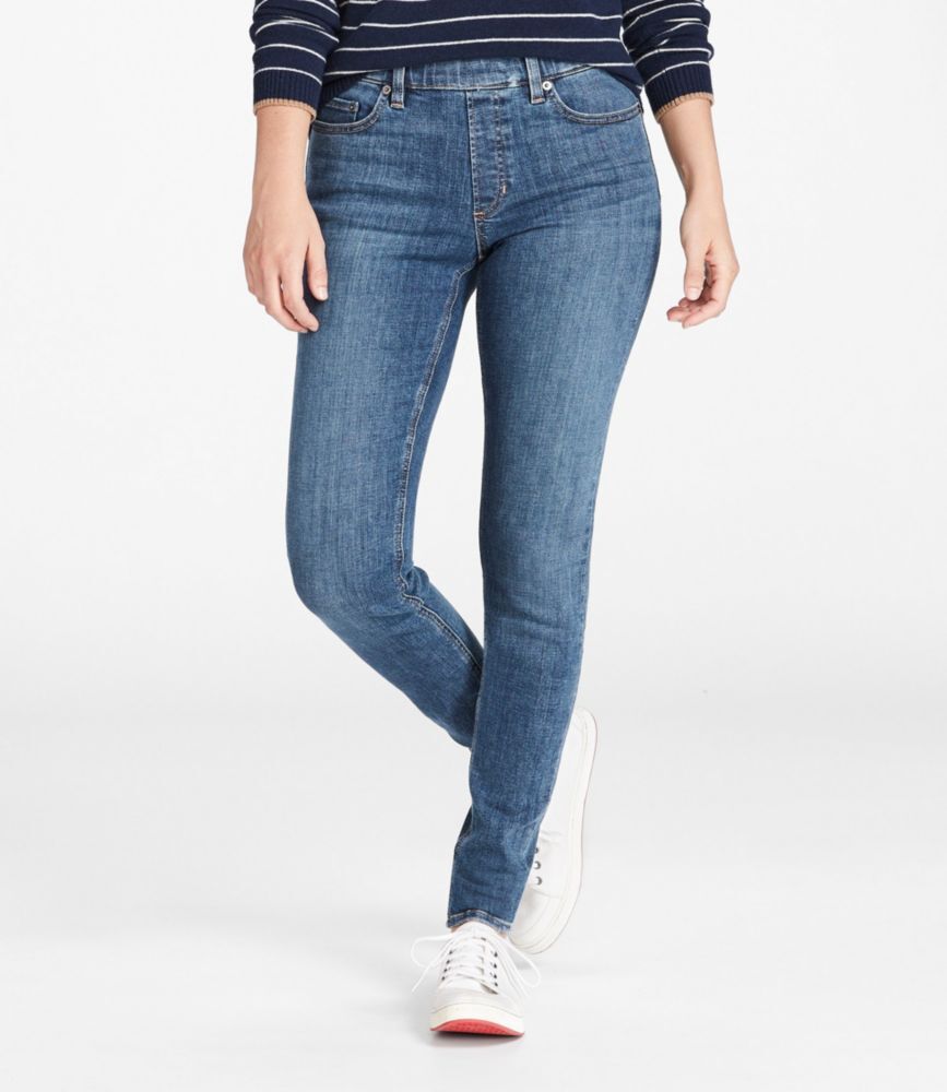 Women's BeanFlex Jeans, Mid-Rise Skinny-Leg Pull-On Stonewashed 2, Denim L.L.Bean