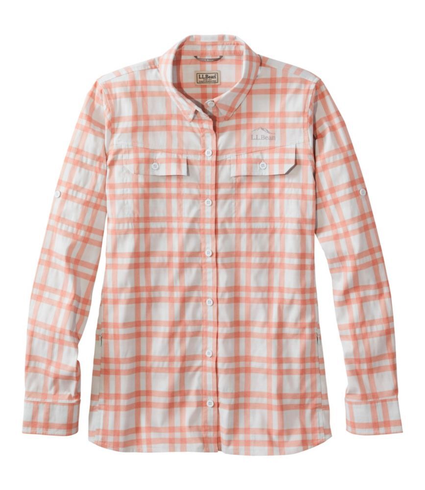 Women's Insect-Repellent Long-Sleeve Shirt, Plaid Ocean Mist Extra Large, Synthetic/Nylon L.L.Bean