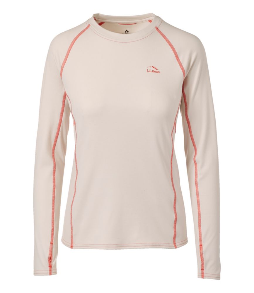 Women's L.L.Bean Midweight Crew Base Layer - Long Underwear, Long Sleeve Silver Birch 2X, Synthetic