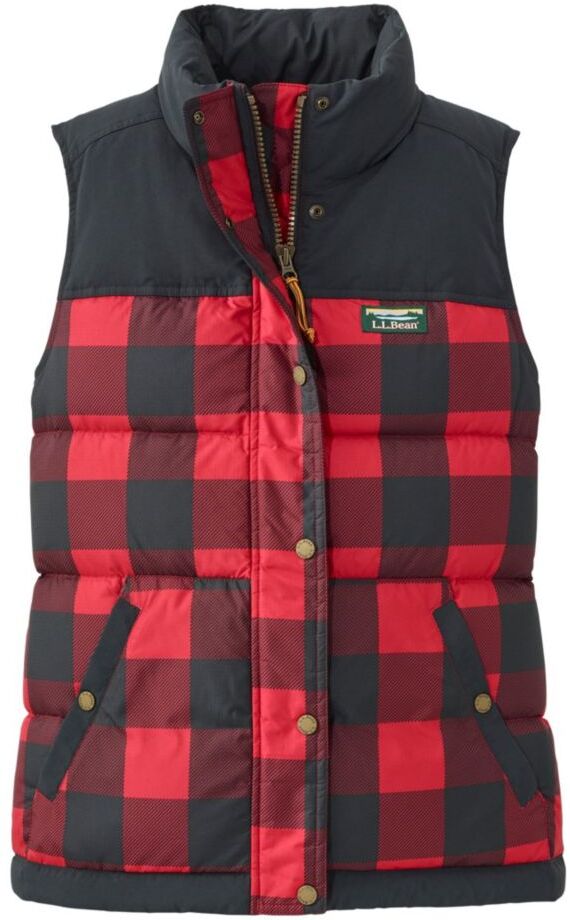 Women's Mountain Classic Down Vest, Print Rich Red Buffalo Plaid 3X, Synthetic/Nylon L.L.Bean