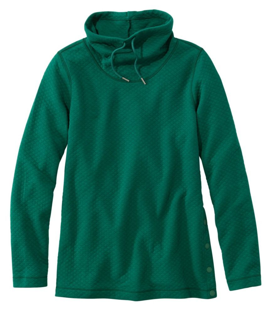 Women's SoftLight Quilted Top, Funnelneck Pullover Emerald Spruce Extra Small, Polyester Blend L.L.Bean