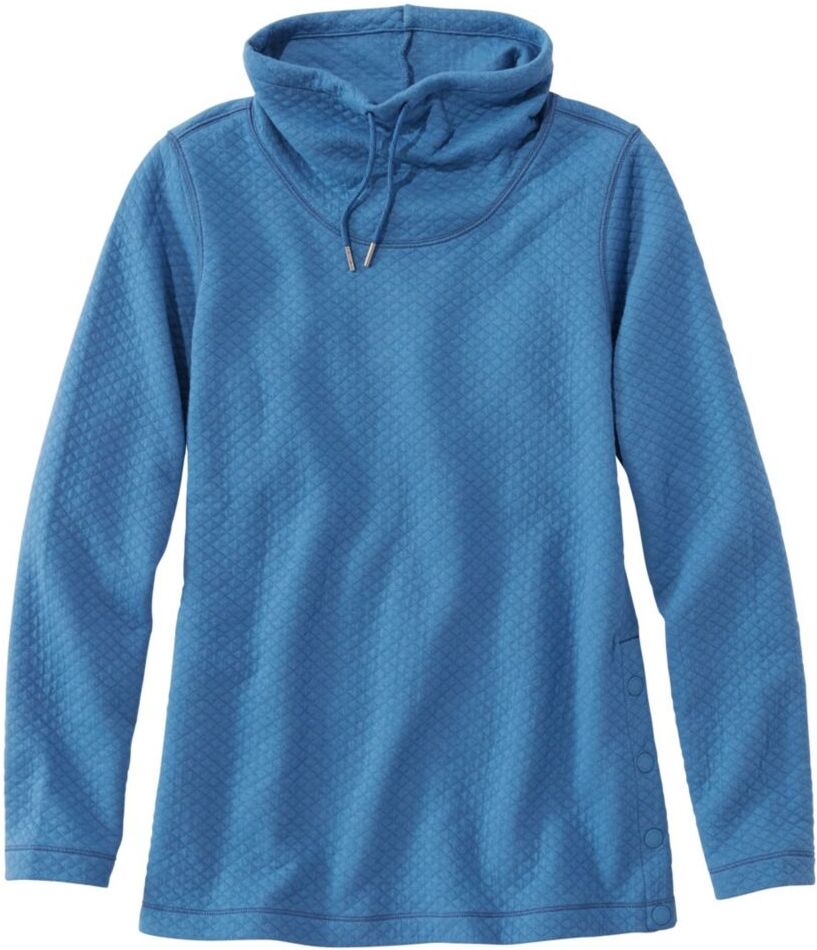 Women's SoftLight Quilted Top, Funnelneck Pullover Rustic Blue Medium, Polyester Blend L.L.Bean