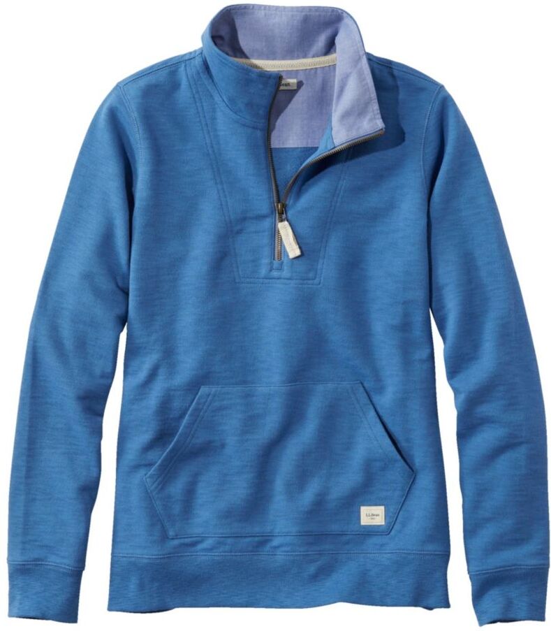 Women's Organic Cotton Sweatshirt, Quarter-Zip Pullover Rustic Blue Extra Small L.L.Bean