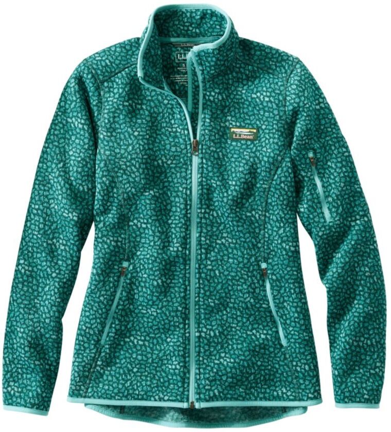 Women's L.L.Bean Sweater Fleece Full-Zip Jacket, Print Dark Pine Geo Large