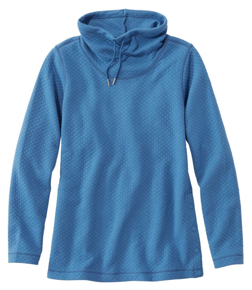 Women's SoftLight Quilted Top, Funnelneck Pullover Rustic Blue Large, Polyester Blend L.L.Bean
