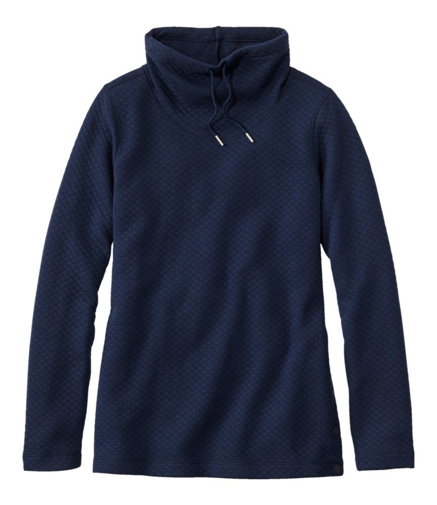 Women's SoftLight Quilted Top, Funnelneck Pullover Classic Navy Extra Large, Polyester Blend L.L.Bean