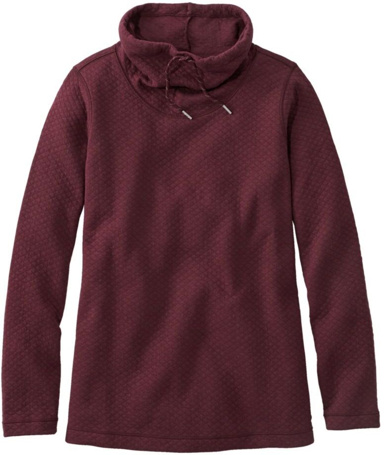 Women's SoftLight Quilted Top, Funnelneck Pullover Deep Wine Large, Polyester Blend L.L.Bean