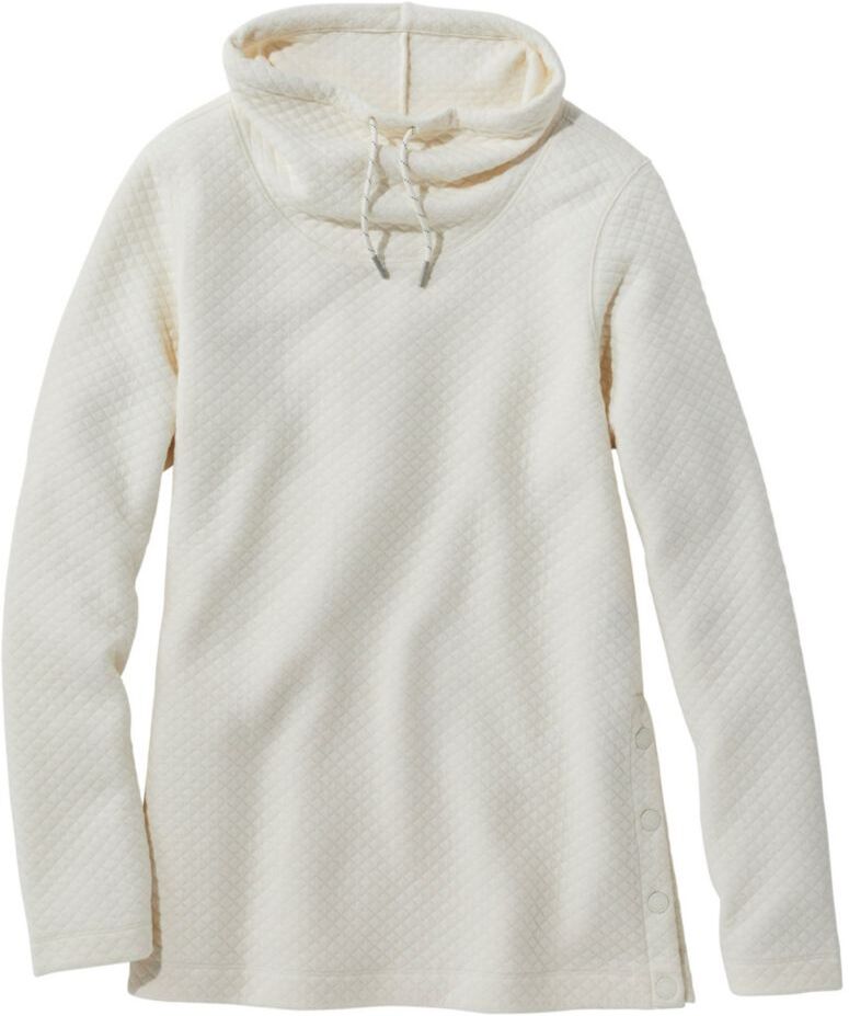 Women's SoftLight Quilted Top, Funnelneck Pullover Cream Large, Polyester Blend L.L.Bean