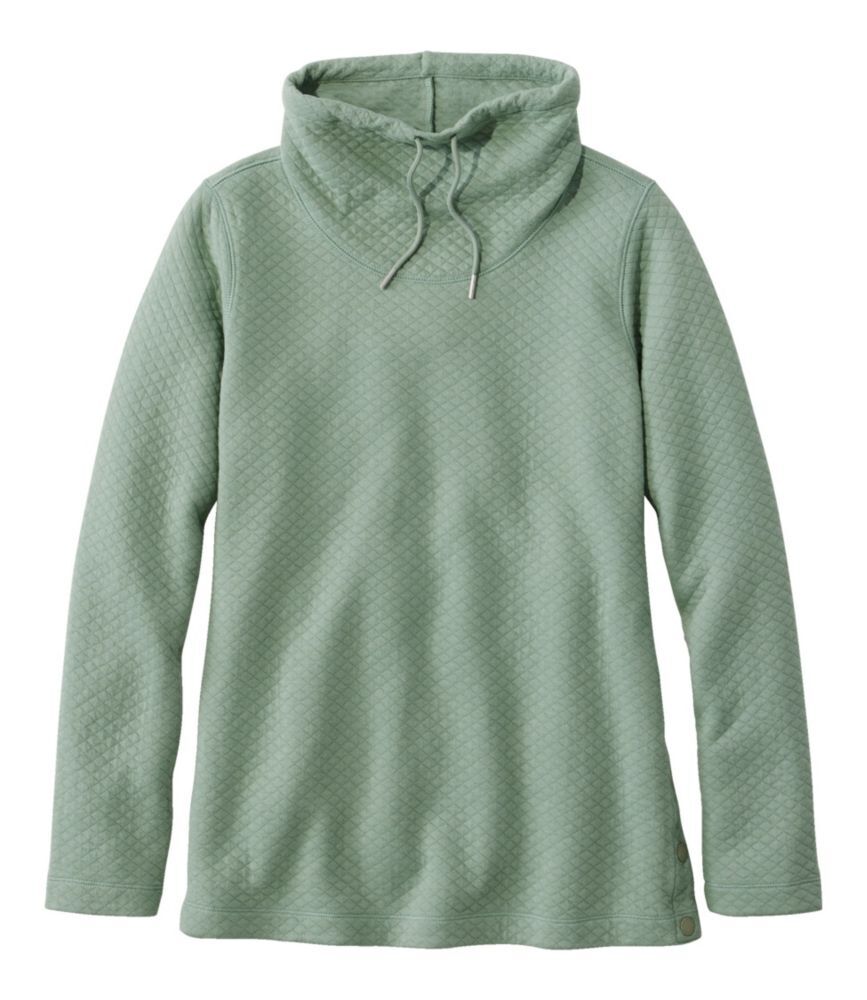 Women's SoftLight Quilted Top, Funnelneck Pullover Faded Sage Medium, Polyester Blend L.L.Bean