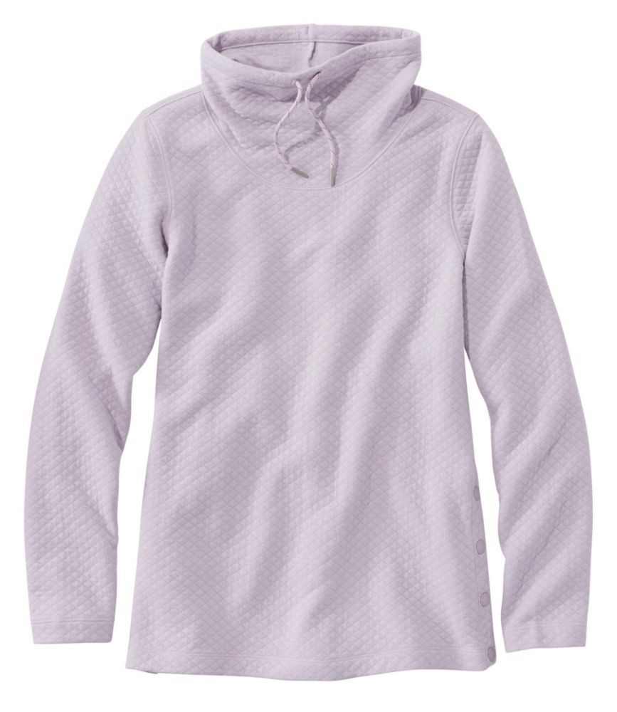 Women's SoftLight Quilted Top, Funnelneck Pullover Lilac Mist Large, Polyester Blend L.L.Bean