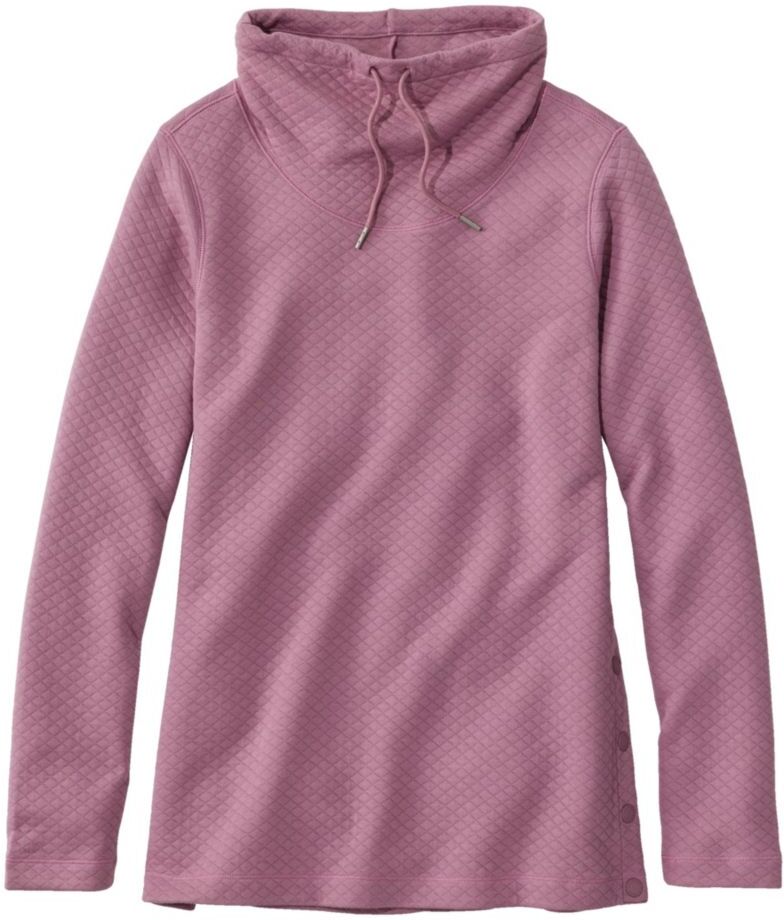 Women's SoftLight Quilted Top, Funnelneck Pullover Iris Mauve Large, Polyester Blend L.L.Bean