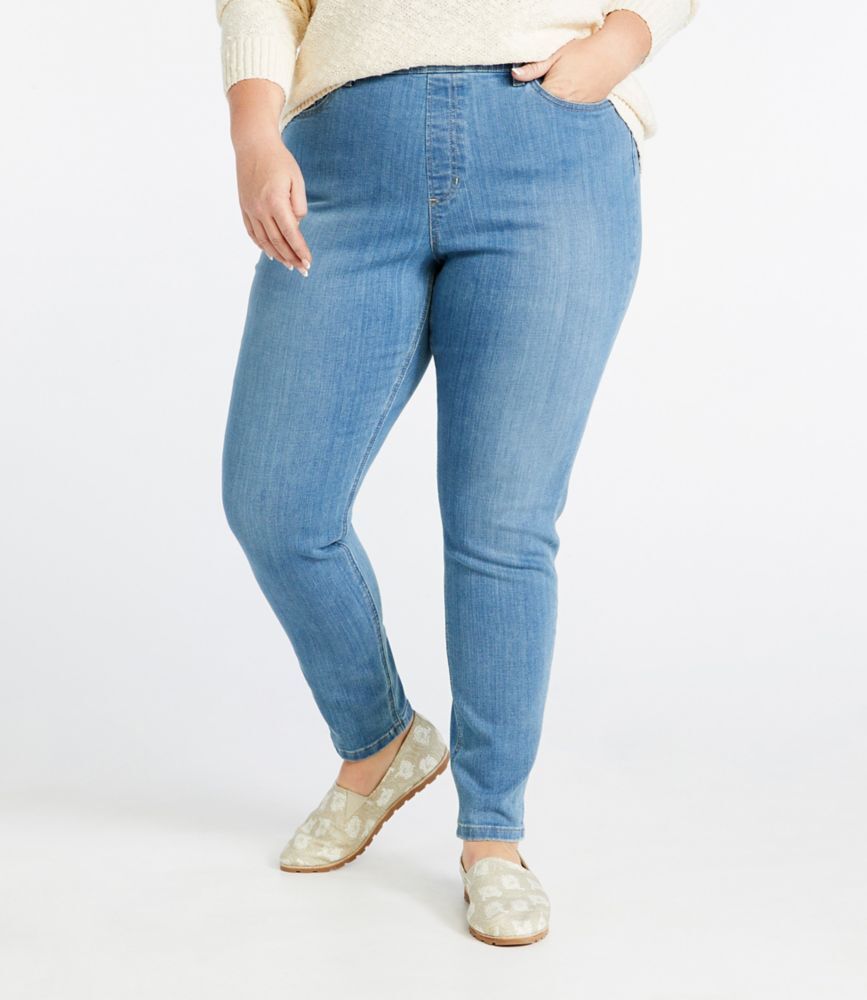 Women's BeanFlex Jeans, Mid-Rise Skinny-Leg Pull-On Light Indigo 20W, Denim L.L.Bean