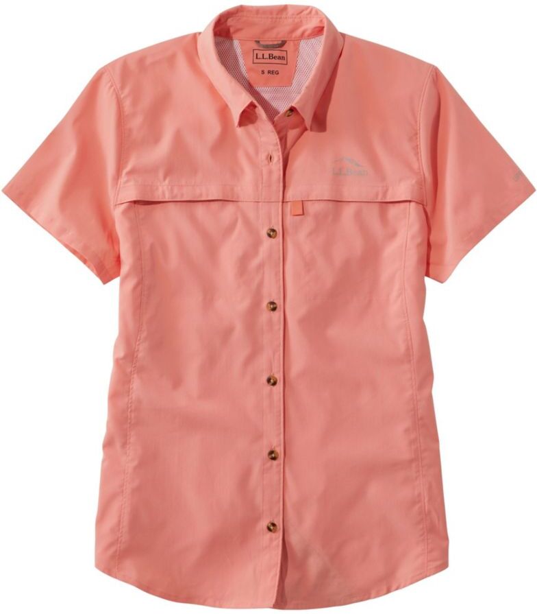 Women's Tropicwear Shirt, Short-Sleeve Warm Coral 2X, Synthetic/Nylon L.L.Bean