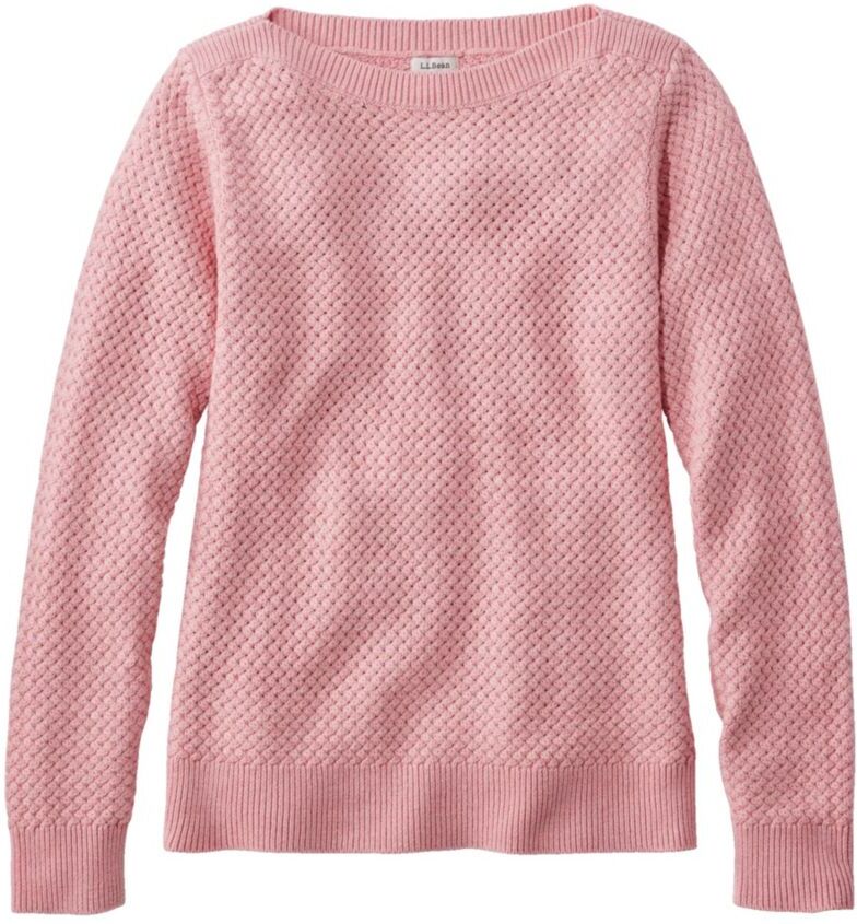 Women's Basketweave Sweater, Boatneck Rose Wash Medium, Cotton/Cotton Yarns L.L.Bean