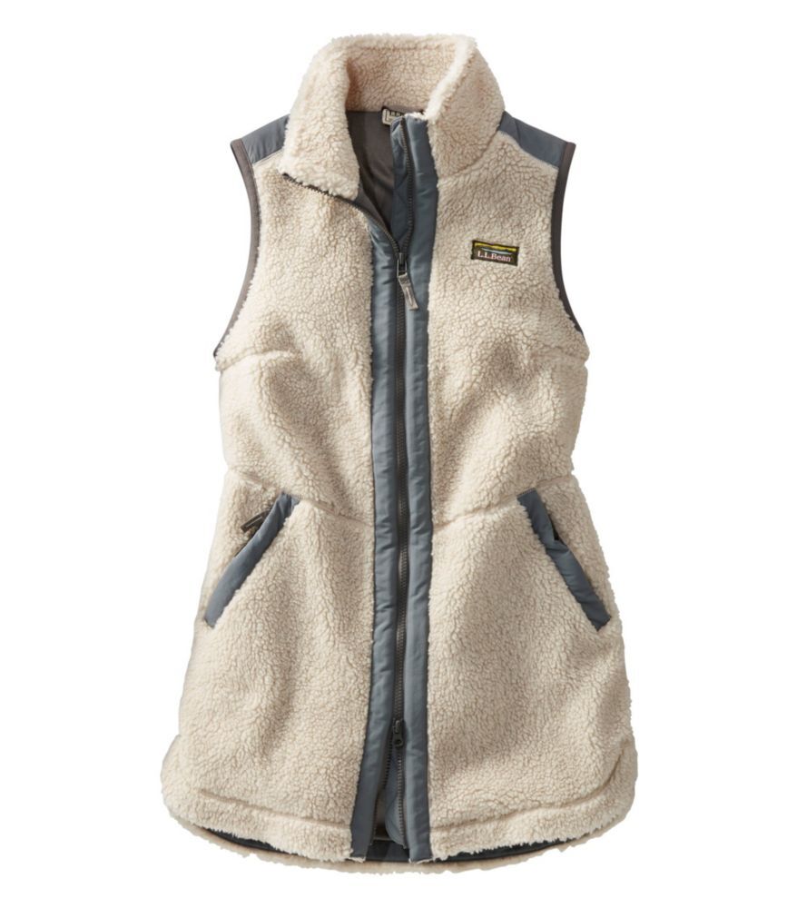Women's Sherpa Fleece Long Vest Soapstone 3X, Fleece/Nylon L.L.Bean