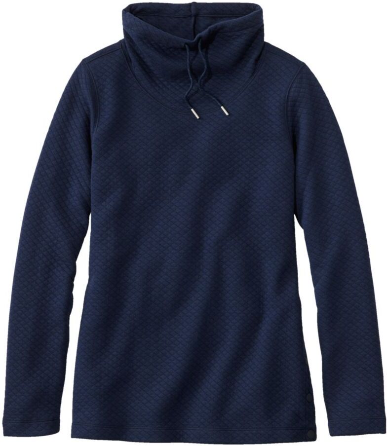 Women's SoftLight Quilted Top, Funnelneck Pullover Classic Navy 1X, Polyester Blend L.L.Bean