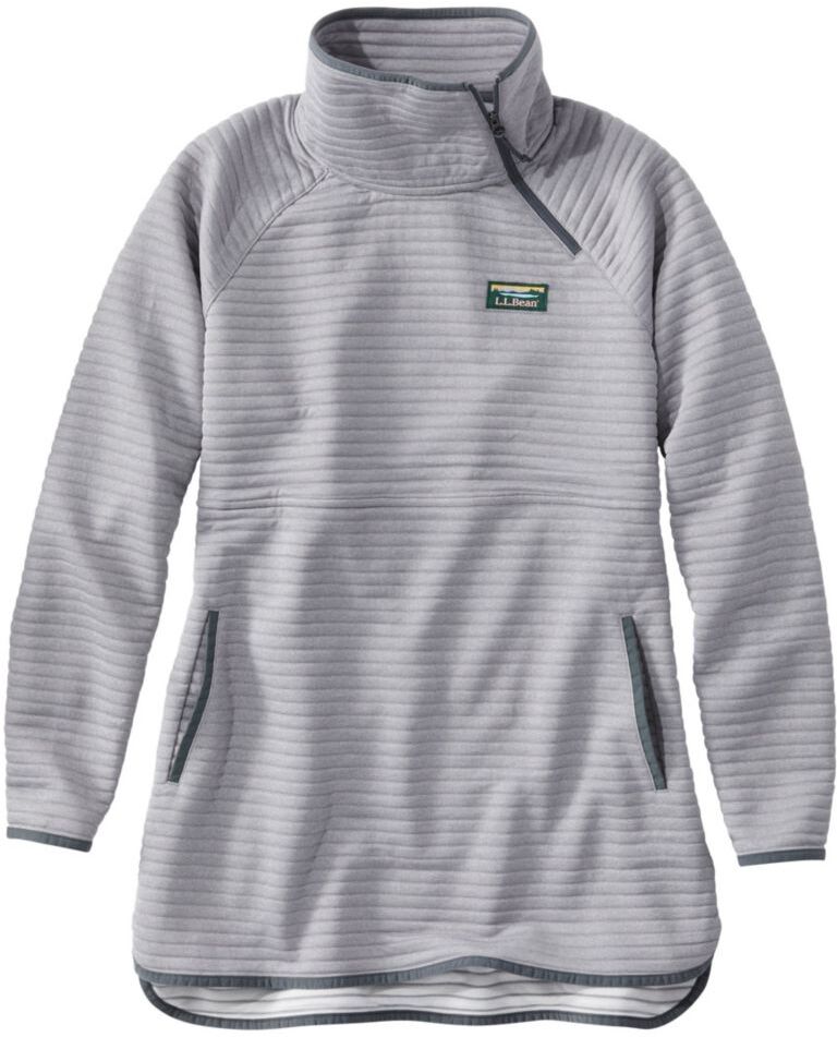 Women's Airlight Knit Asymmetrical Quarter-Zip Tunic Quarry Gray Heather Small, Polyester Synthetic L.L.Bean