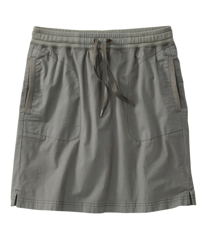 Women's Stretch Ripstop Pull-On Skirt, Mid-Rise Dark Taupe Small, Cotton L.L.Bean