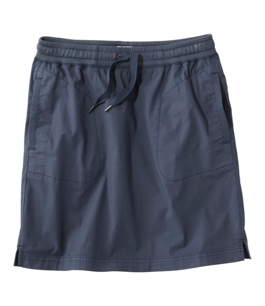 Women's Stretch Ripstop Pull-On Skirt, Mid-Rise Carbon Navy Large, Cotton L.L.Bean
