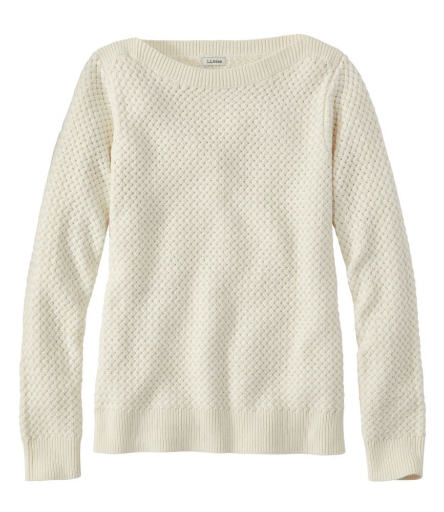 Women's Basketweave Sweater, Boatneck Sea Salt Small, Cotton/Cotton Yarns L.L.Bean