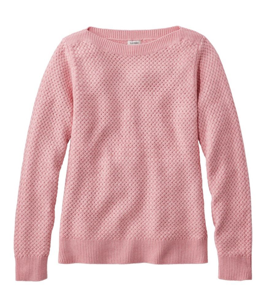 Women's Basketweave Sweater, Boatneck Rose Wash Large, Cotton/Cotton Yarns L.L.Bean