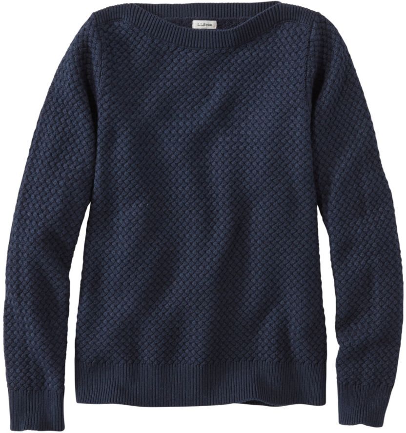 Women's Basketweave Sweater, Boatneck Classic Navy 2X, Cotton/Cotton Yarns L.L.Bean