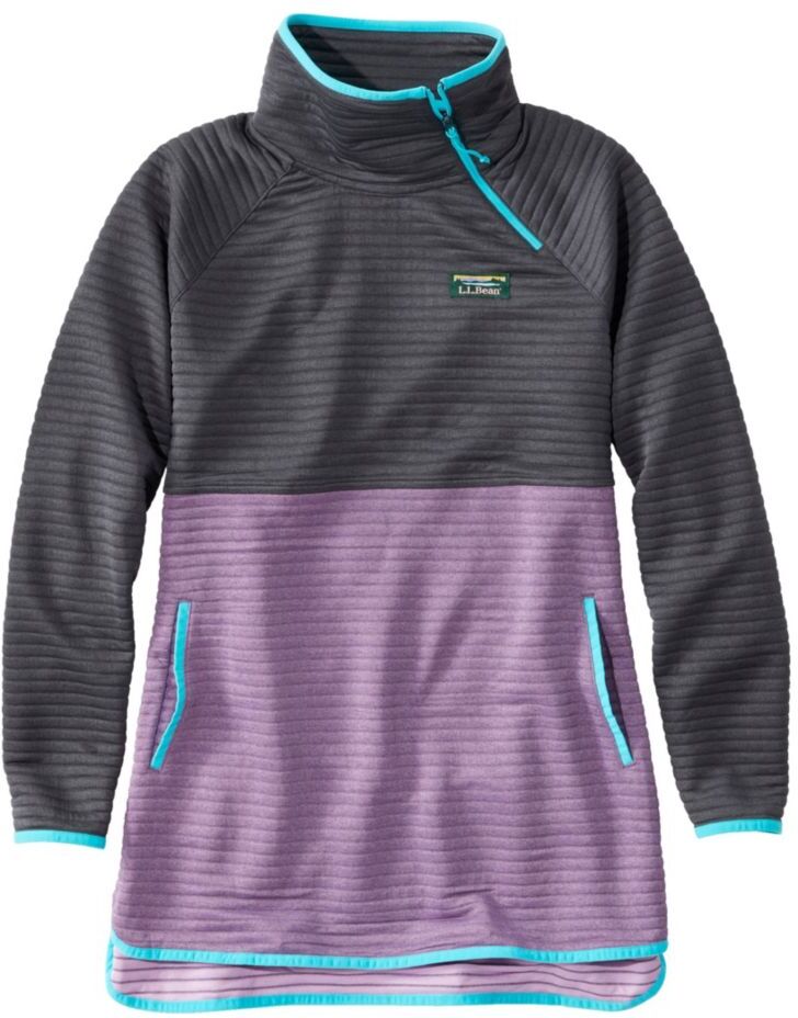 Women's Airlight Knit Asymmetrical Quarter-Zip Tunic, Colorblock Alloy Gray Heather/Lilac Heather Medium, Polyester Synthetic L.L.Bean