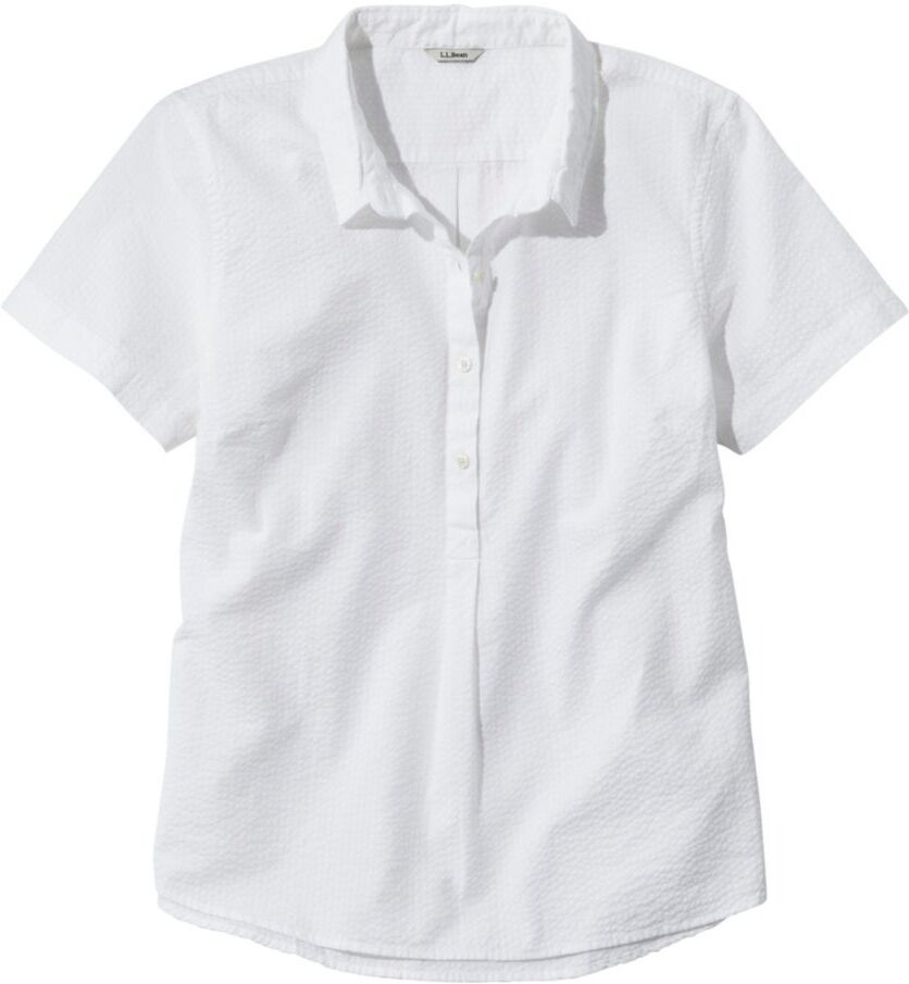 Women's Vacationland Seersucker Shirt, Short-Sleeve Popover Stripe White 2X, Cotton L.L.Bean