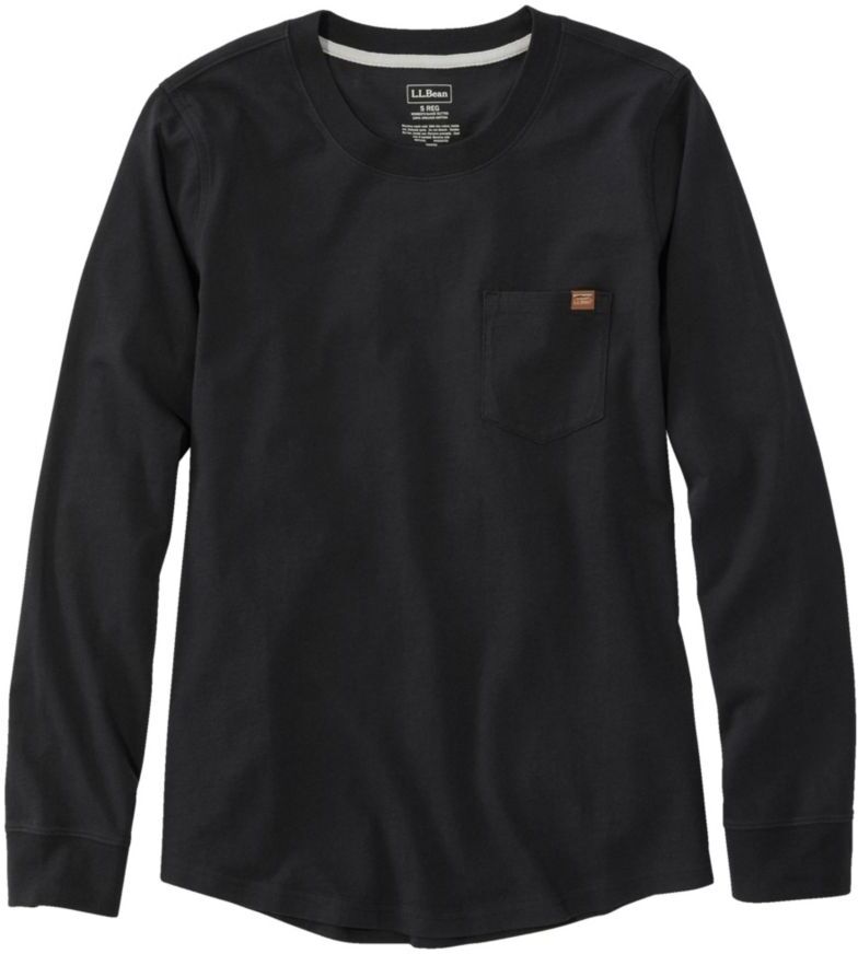 Women's Washed Cotton Pocket Tee, Long-Sleeve Graphic Faded Black Reliable Outdoor Equipment Large L.L.Bean