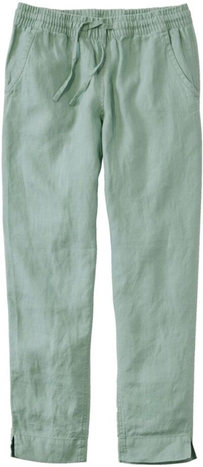 Women's Premium Linen Breezy Pull-On Ankle Pants, Mid-Rise Tapered-Leg Slate Green 16 Petite L.L.Bean