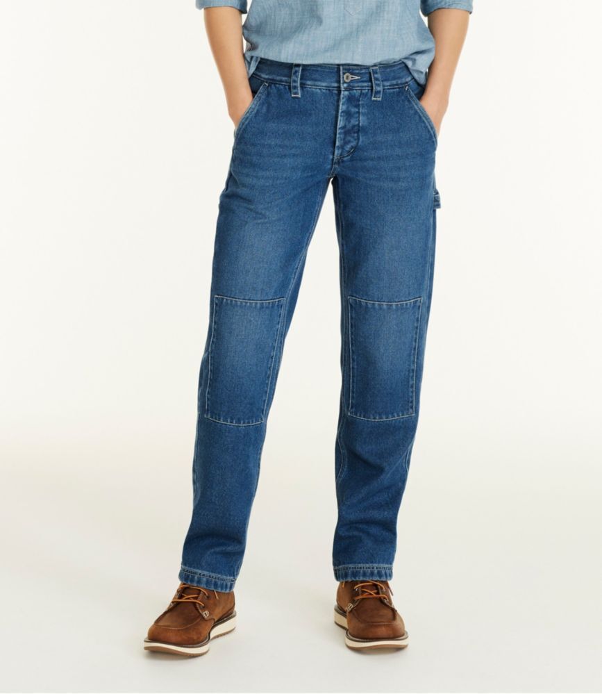 Women's Signature Super-Soft Jeans, High-Rise Straight-Leg Carpenter Stonewashed 2, Cotton L.L.Bean